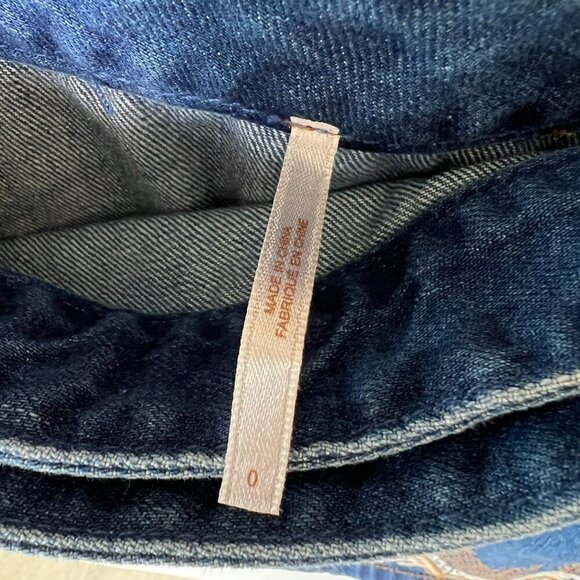 Free People Skirt Womens Size 0 Dream Away Denim Embroidered Wrap Tie Aztec - Picture 2 of 16